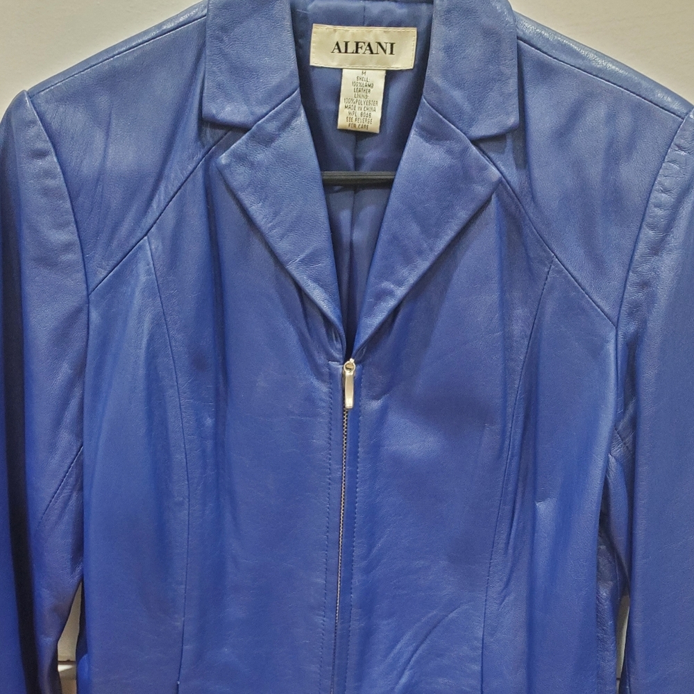 Alfani Leather Jacket Royal Blue Size Medium